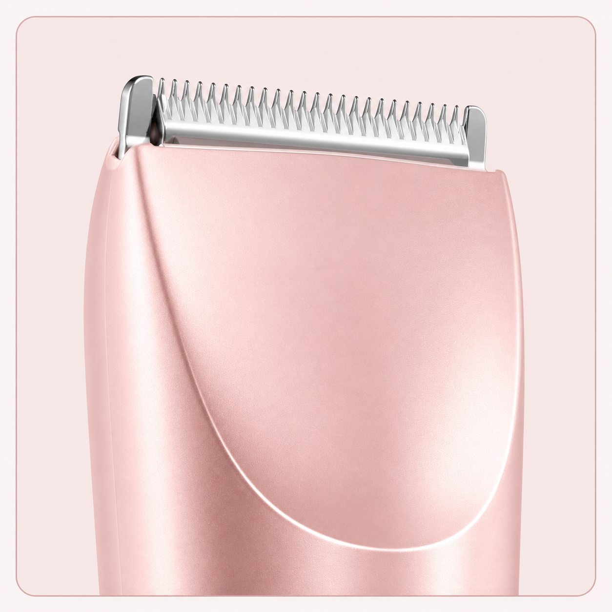Blush pink 2-in-1 trimmer ready for trimming longer hair