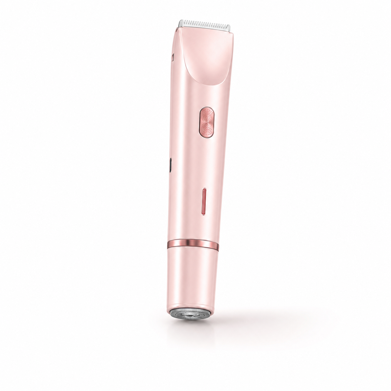 Blush pink 2-in-1 women's body shaver with bikini-line trimmer head